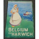 Winifred Grace Costello (1892-1978) Belgium via Harwich travel poster, watercolour, unsigned, 75 x