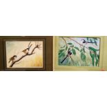 Dan Forrest - Birds on a branch, watercolour, signed and dated '74 lower left, 19.5 x 27cm; and