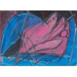 Haas - Pair; Abstract fish studies, acrylic on paper, each signed and dated 1987 lower right, 36 x