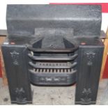 A cast iron fire basket, with integral grate, w.71cm