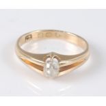 An 18ct yellow gold single stone diamond ring, featuring an old mine cut diamond set within