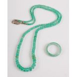 An emerald necklace, the 210 graduated faceted beads diameters measuring between 2.7 and 5.7mm, with