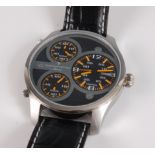A gent's Christian van Sant Admiral World Timer wristwatch, the main dial with subsidiary day date