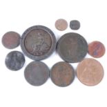 Great Britain, a collection of copper coinage to include Charles II rose farthing, George III 1797