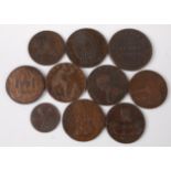 Great Britain, a collection of ten George III and later trade tokens to include 1813 Flint Lead