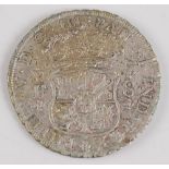 Mexico/New Kingdom of Spain, 1734 8 reales MO MF, obv; crowned Spanish coat of arms, rev; crowned