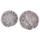 England, Elizabeth I (1558-1603) half groat, obv; bust facing left with two pellets right, rev;