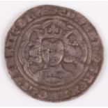 England, Edward III (1327-1377) groat, London mint, obv; crowned front facing bust with double