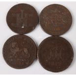 Great Britain, 1803 Stafford penny token, together with an 1811 Bath Penny token, 1812 Rolling Mills