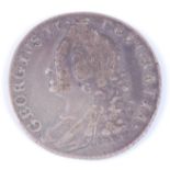 Great Britain, 1750 shilling, George II old laureate bust, rev; crowned cruciform shields, crown