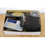 A box of miscellaneous items, to include Sinclair President scientific calculator, nut-crackers,
