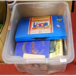 A box containing a Stanley Gibbons Beginners Starter Pack, various Schoolboy Stamp albums, a Stanley