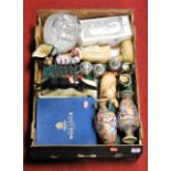 A box of miscellaneous items to include Royal Doulton Long John Silver character jug, Sylvac