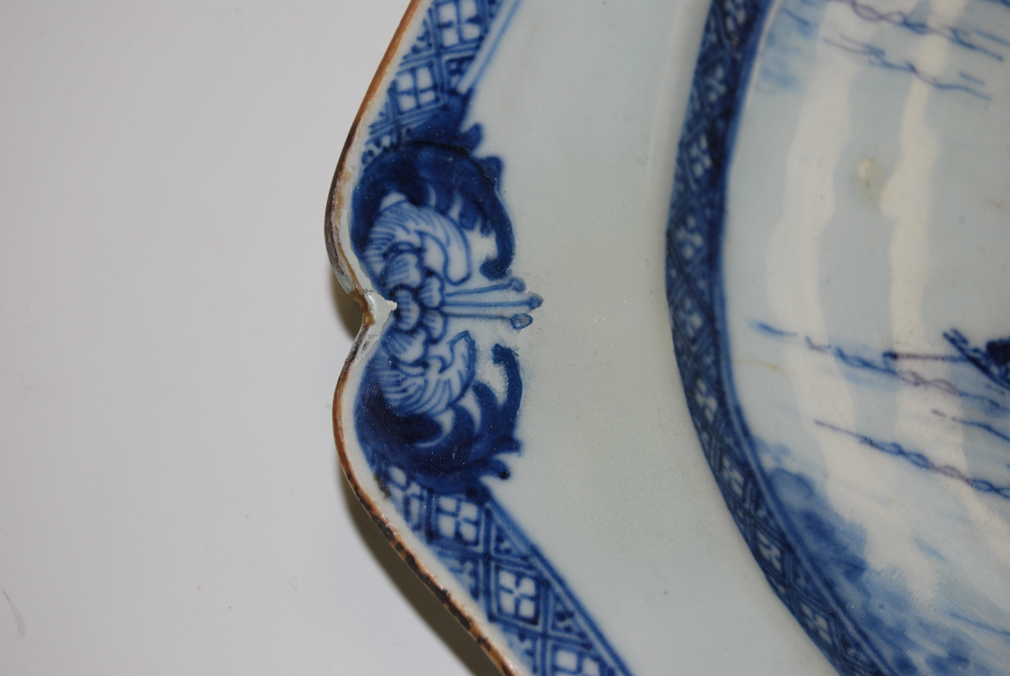 A 19th century Chinese export stoneware meat plate, of shaped rectangular form, typically - Image 2 of 6