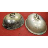 A large Victorian silver plated cloche; together with another similar (2)