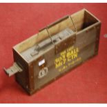 A wooden ammunition trunk for a 303 MkVII ammunition with War Department mark, together with a tin