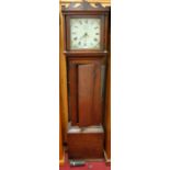 A circa 1800 provincial oak longcase clock, the painted dial signed White Wycombe, having 30 hour