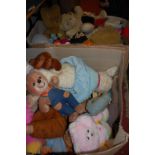 Two boxes containing a quantity of soft filled and plush teddy-bears