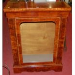 A contemporary figured walnut and inlaid single door glazed pier cabinet, w.80.5cm