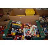 Two boxes containing a quantity of vintage Lego and Duplo