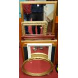 Assorted modern wooden and gilt framed wall mirrors (9)