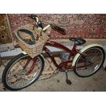 A Raleigh Pacific lady's bicycle, having wicker front carry basket