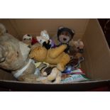 One box containing a quantity of soft filled and plastic teddy-bears and figurines, to include