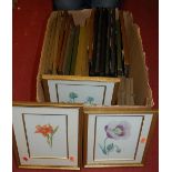 A box of assorted pictures and prints, all being framed, to include a set of five