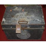 An early 20th century Milners Patent Fire Resistant cast iron hinge top floor safe having end