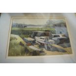 William Barnes - The Boatyard, watercolour, signed lower right, 21 x 31cm; together with Les