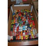 One tray containing a large quantity of playworn and loose Corgi Toys and Matchbox diecasts,