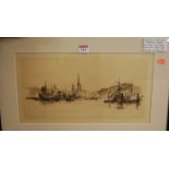 Edward Slocombe (1850-1915) - A Continental Harbour, etching, signed in pencil lower left, 21 x