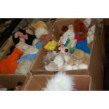 Two large boxes containing a quantity of soft filled teddy-bears and plush toys, to include Mickey &