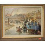 David Griffin - Low water, Queenborough, Kent, oil on canvas, signed and dated '91 lower left,