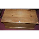 A modern pine hinge topped blanket box, w.91.5cm