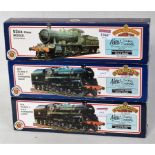 Three Bachmann locos and tenders: Ex GWR 93XX class Mogul BR plain black 9308 (G-BG) with BR