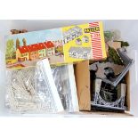 Two boxes containing a quantity of various plastic and card H0 & 00 scale, lineside and railway
