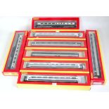 Eight boxed Hornby coaches 3x Mk3 Great Western Trains, 3x Mk3 Midland Mainline and 2x Mk2E with