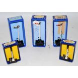 Hornby Dublo electric signals, 2x ED1 signal arm home, 1x ED1 single arm distant, and one each ES6