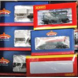 A collection of 15 wagons by Bachmann and Hornby including 6 38-346 Nuclear Flask wagons, 6 flat