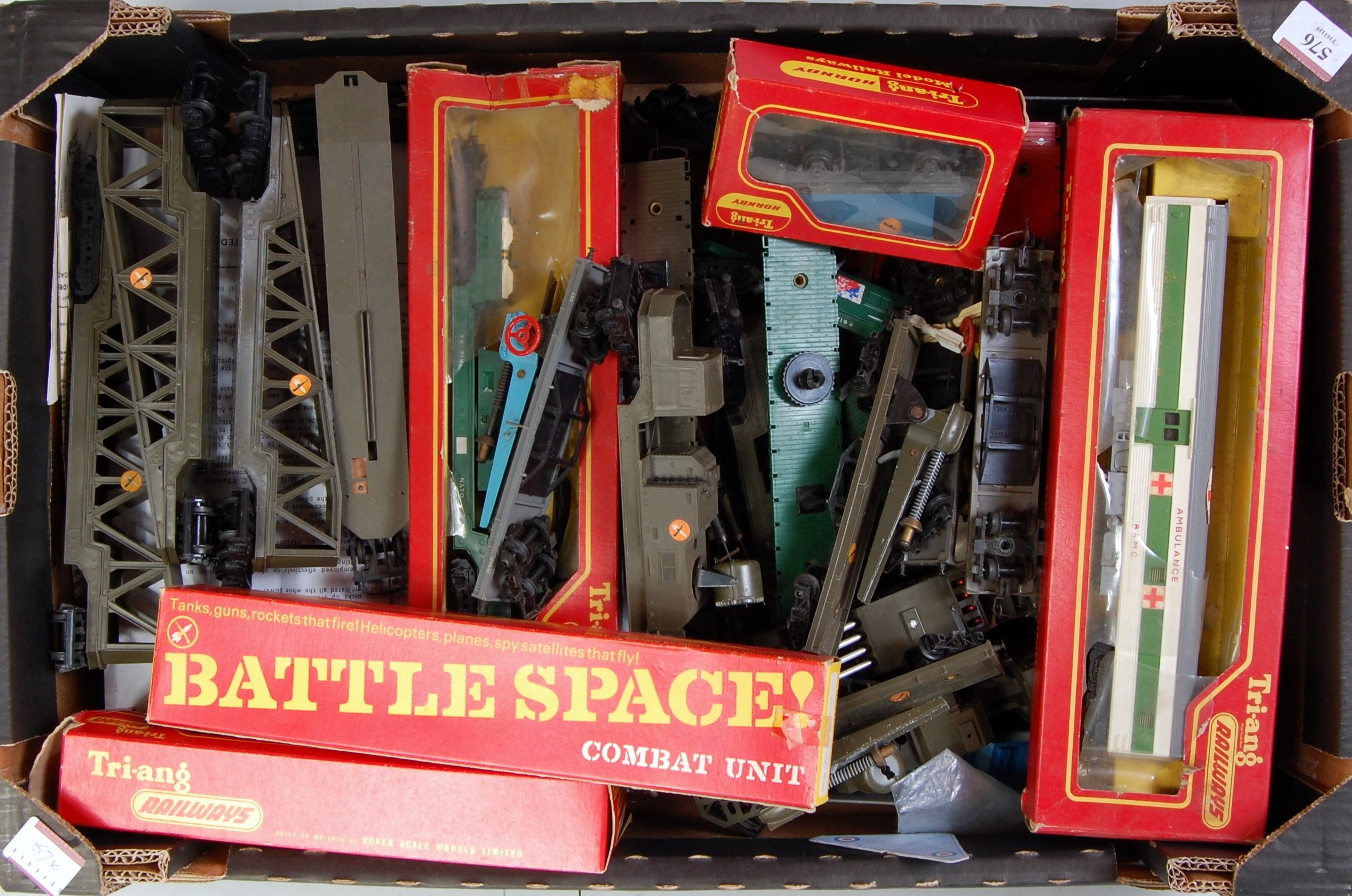 Tray containing a large collection of battlespace and NATO items for spares or repair (a/f)