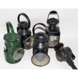 Three railway hand lamps, all complete with lenses and aspect glasses but not reservoirs etc, a BR