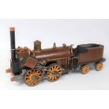 A 3½" gauge live steam kit built model for an Invicta 0-4-0 locomotive and tender, finished in brown