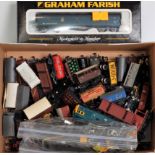 Approx 55 unboxed N gauge wagons, variety of makes and styles with Graham Farish 2-6-2 GWR tank