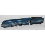 Scratch built blue LMS Coronation No. 6220 loco and tender, with leaky motor, 3 rail pickup (VG)