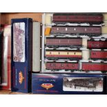 Tray containing Bachmann 32-501 BR standard class 5MT 73158 with 32-176 ex LMS crab 2-6-0 42765,