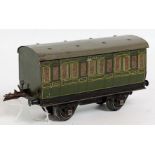 1934-41 Hornby No.1 Passenger coach Southern 1 st /3 rd , green, silvering has disappeared but