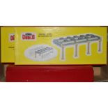 Three Hornby Dublo plastic kits: 5005 engine shed, 5006 extension kit (appears unused) and 5020