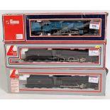 3 Lima steam engines and tenders BR blue livery 'King Charles II' (G-BFG) BR black mogul No.