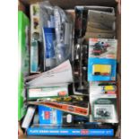 Small box containing mixed scenic kits and bits by Airfix, Dapol, Wills, Merit, Peco, Metcalfe,